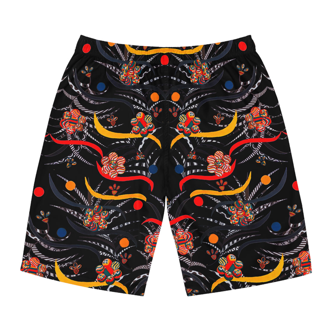 Black Wilderness Print Men's Board Shorts (AOP)