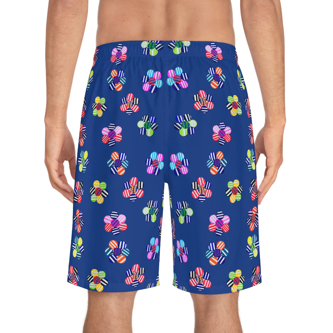 Royal Ble Geo Candy Floral Men's Board Shorts (AOP)