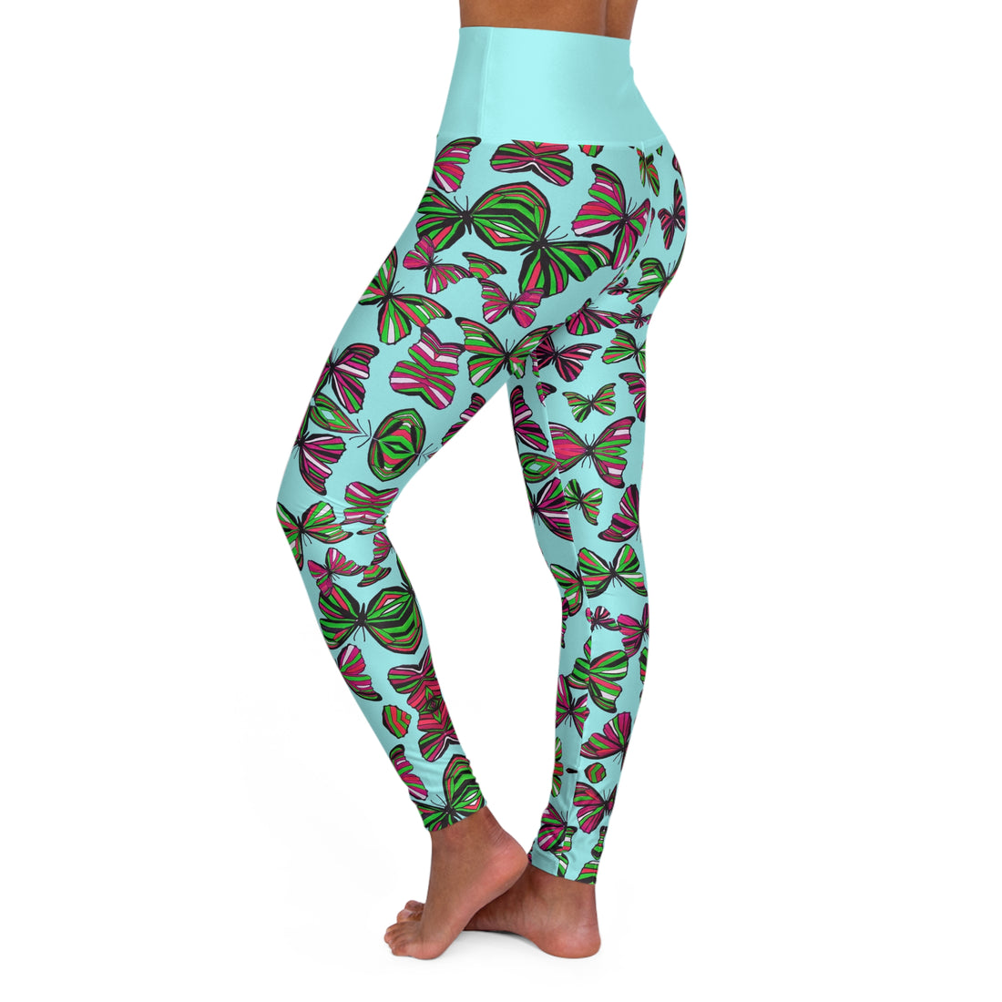 Icy Blue Butterfly Kaleidoscope Yoga Leggings