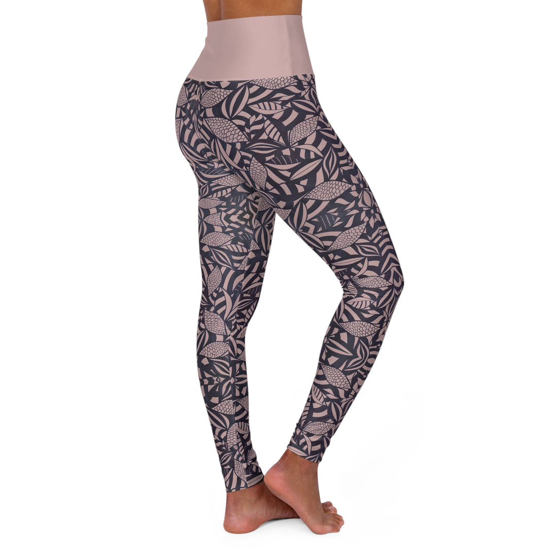 Taupe Tropical Minimalist Yoga Leggings