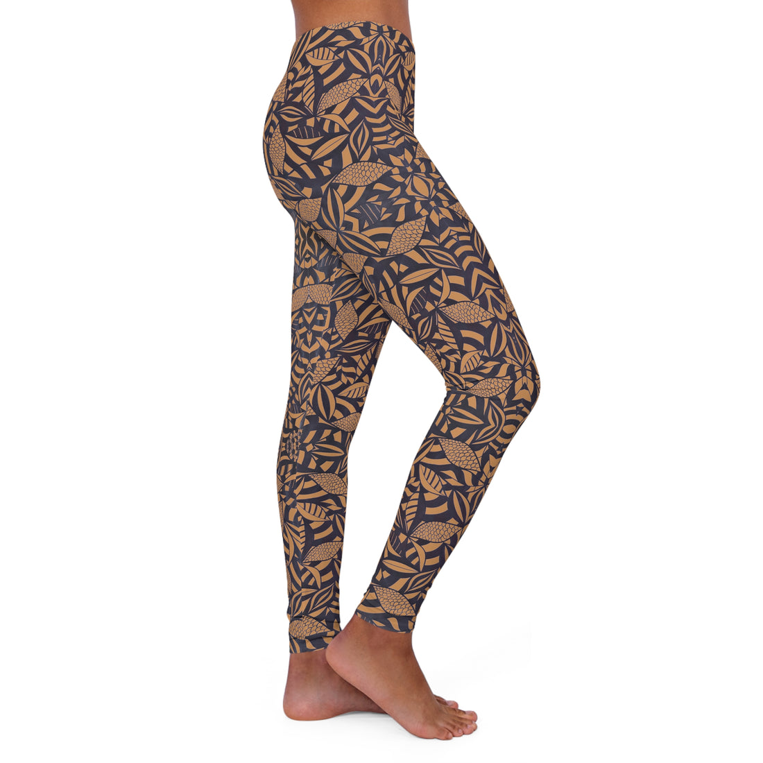 Mocha Tropical Minimalist Spandex Leggings