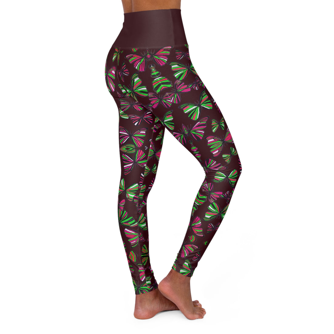 Brown Butterfly Kaleidoscope Yoga Leggings