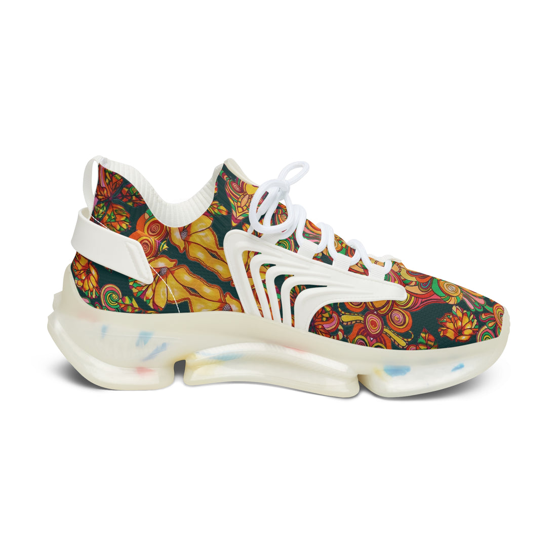 Bottle Green Artsy Floral OTT Women's Mesh Knit Sneakers