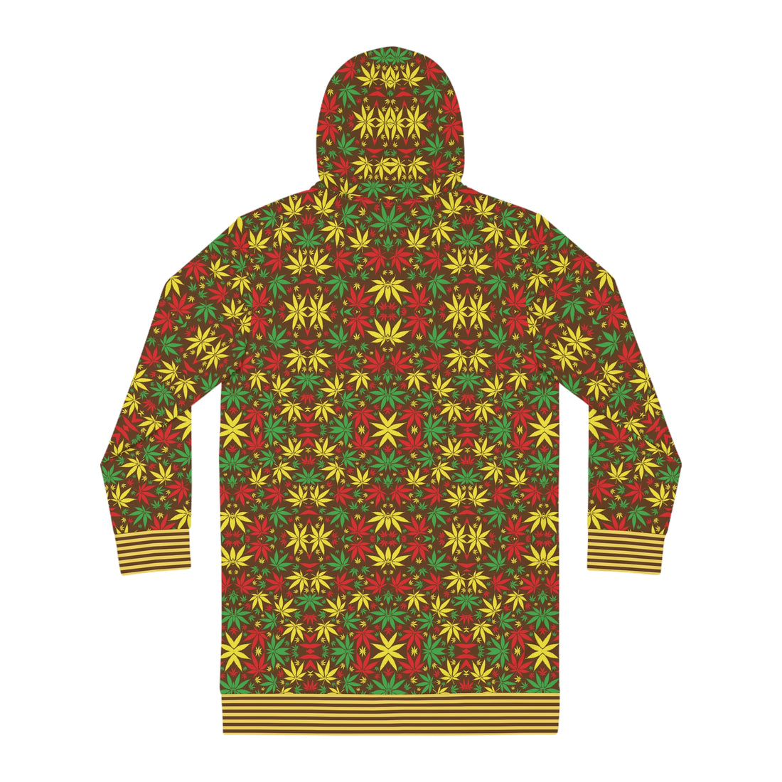 Brown Tropical Rasta Toned Hoodie Dress (AOP)