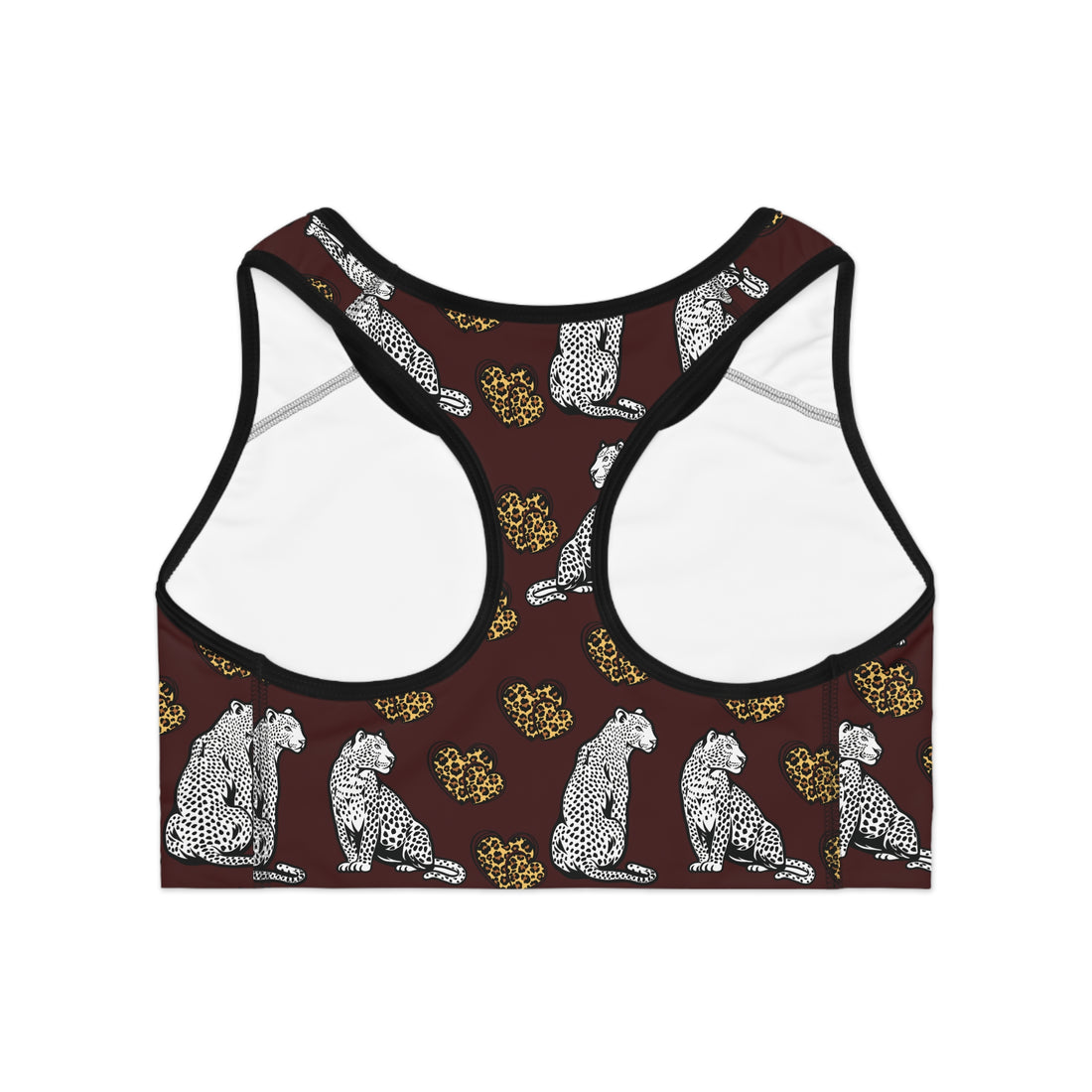 Marsala Cheetah Hearts (AOP) Sports Bra