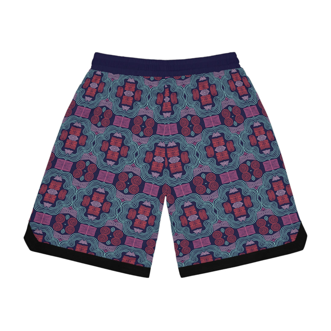 Ink Geometric Print Basketball Rib Shorts (AOP)