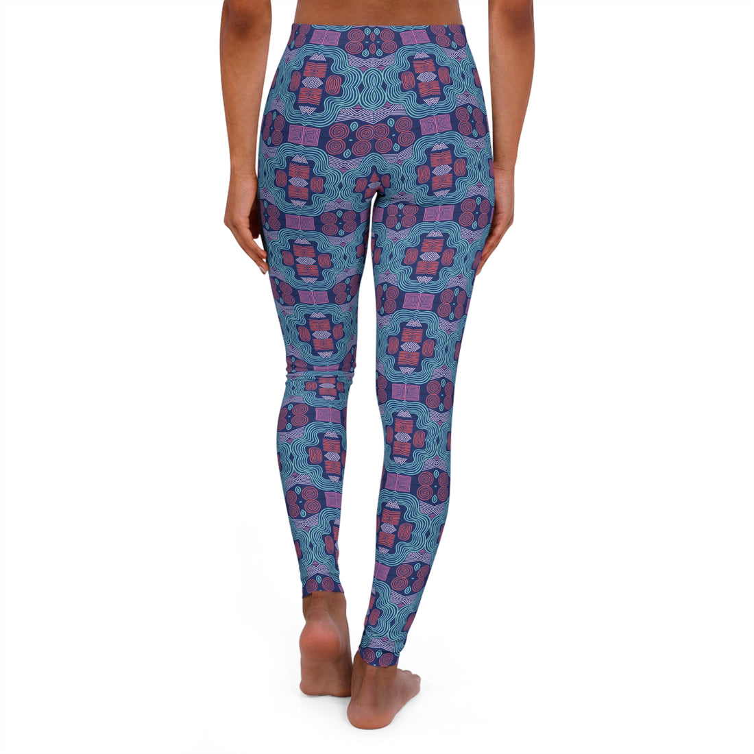 Blue Geometric Print Spandex Leggings