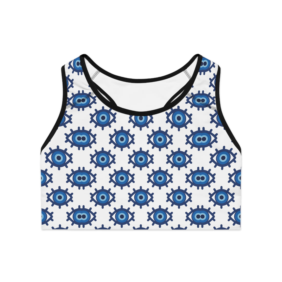 White Evil Eye (AOP) Sports Bra