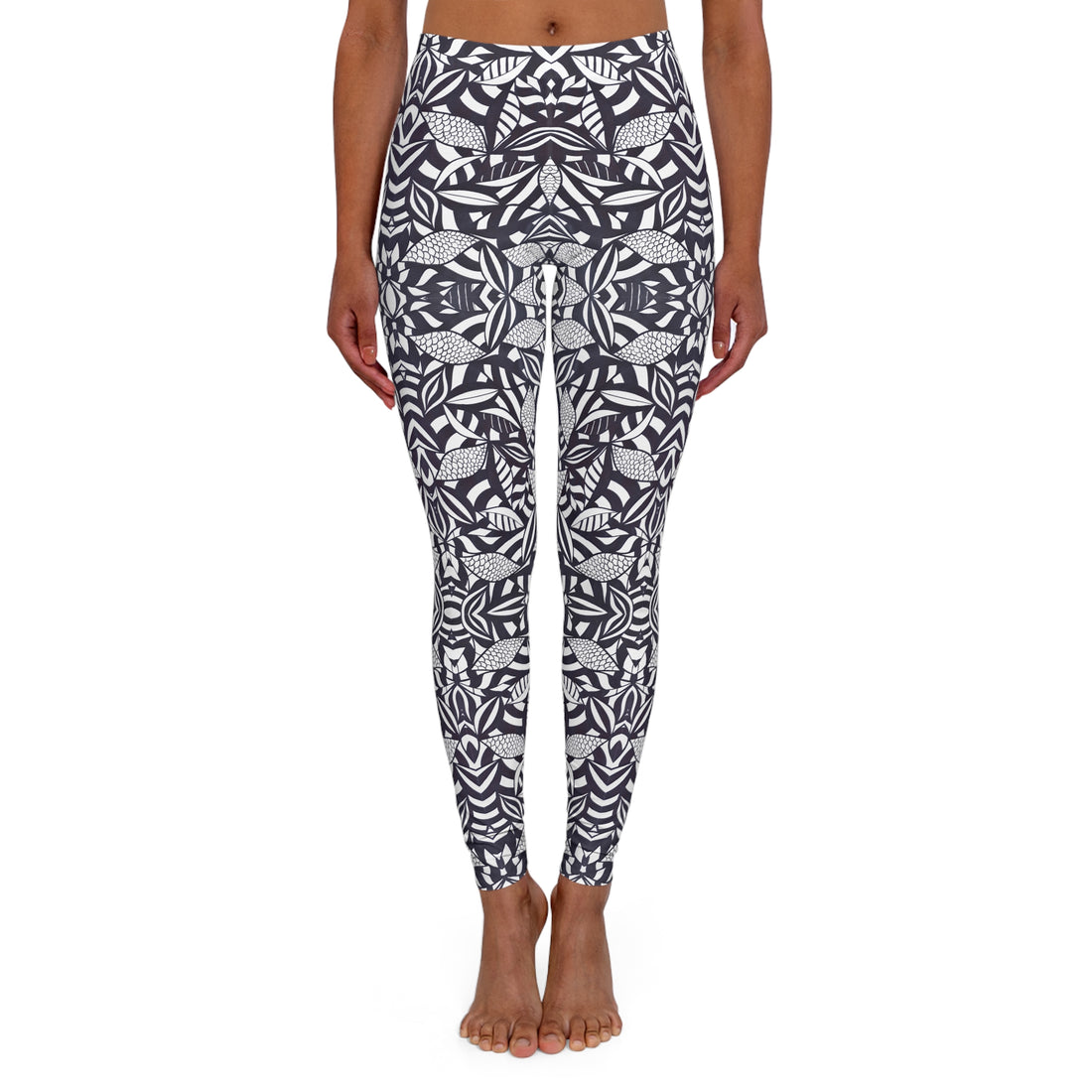 White Tropical Minimalist Spandex Leggings