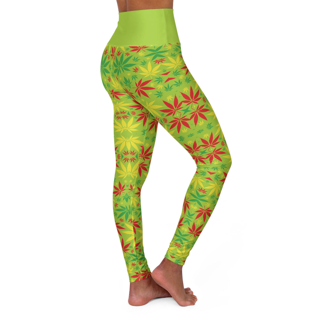 Lime Tropical Rasta Toned Yoga Leggings
