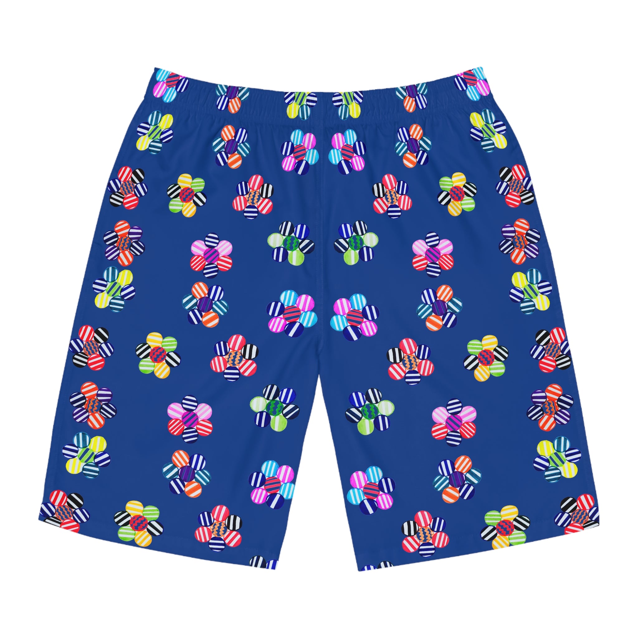 Royal Ble Geo Candy Floral Men's Board Shorts (AOP)