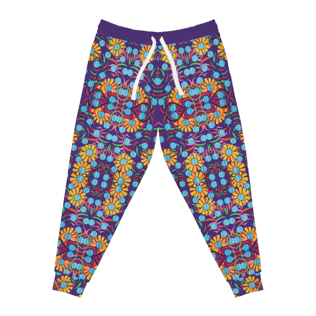 Purple AOP Sunflower Print Joggers