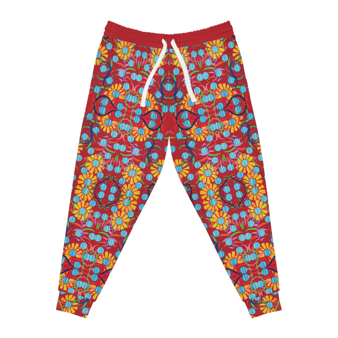 Deep Red AOP Sunflower Print Joggers