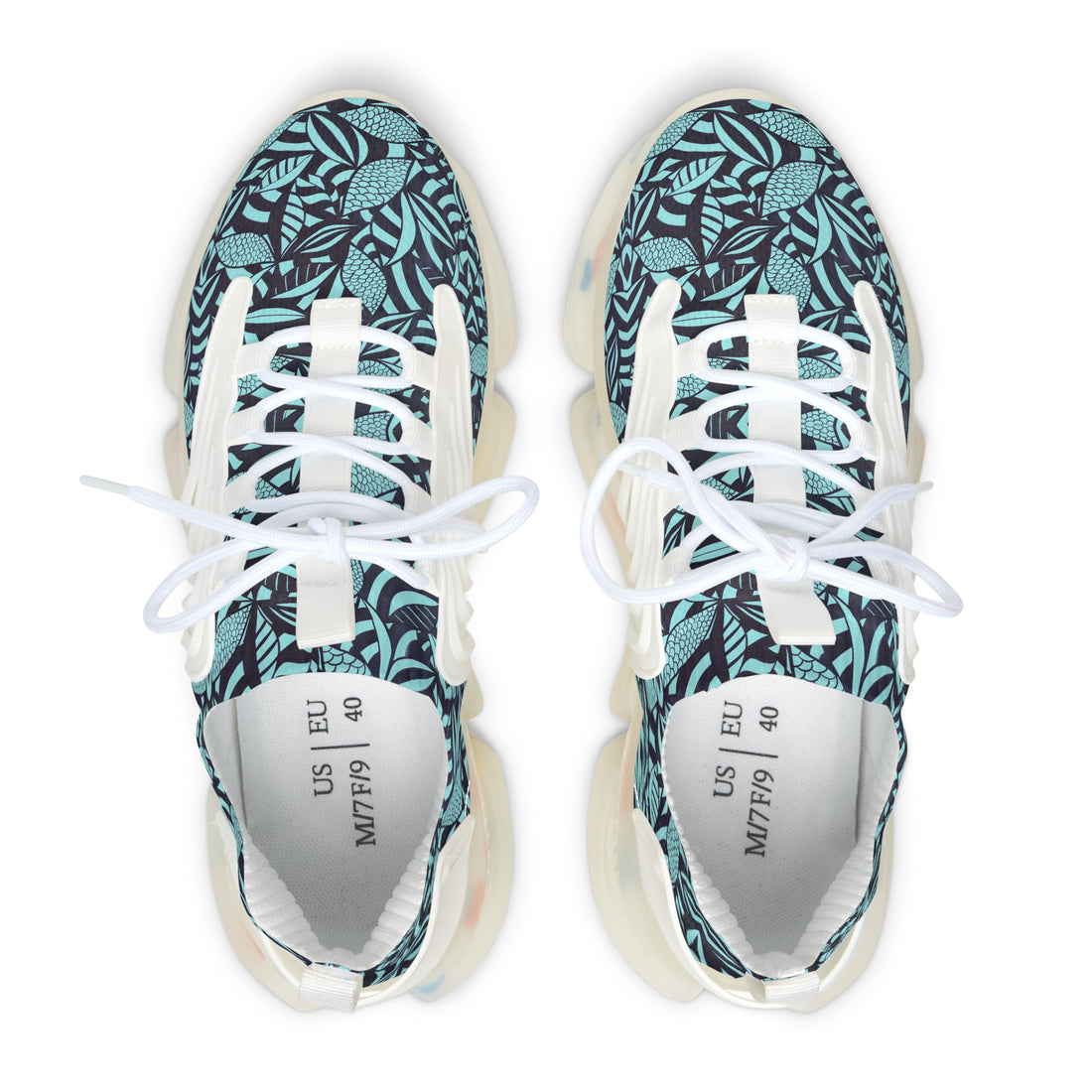 Icy Blue Tropical Minimalist OTT Women's Mesh Knit Sneakers