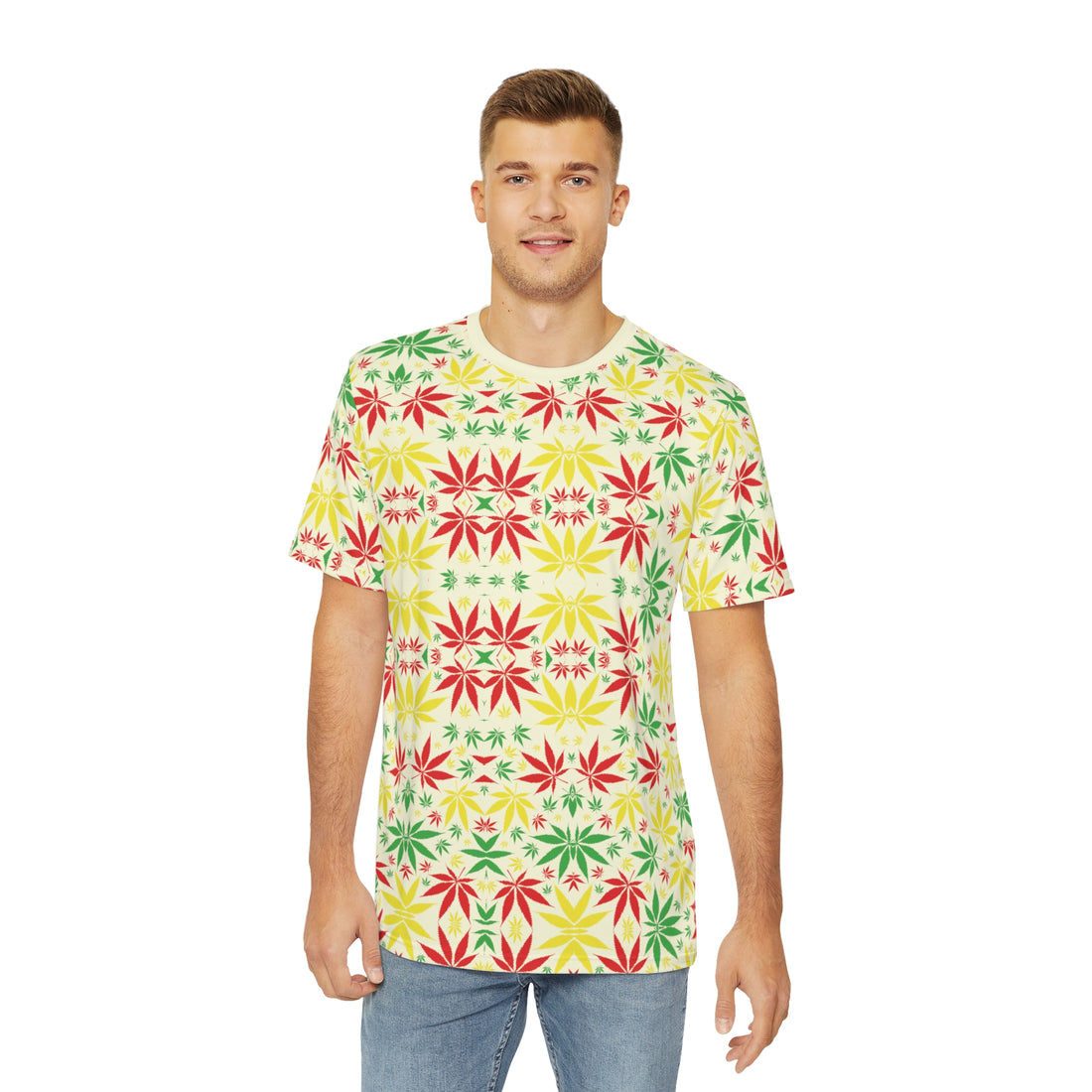 Cream Tropical Men's Polyester Tee (AOP)