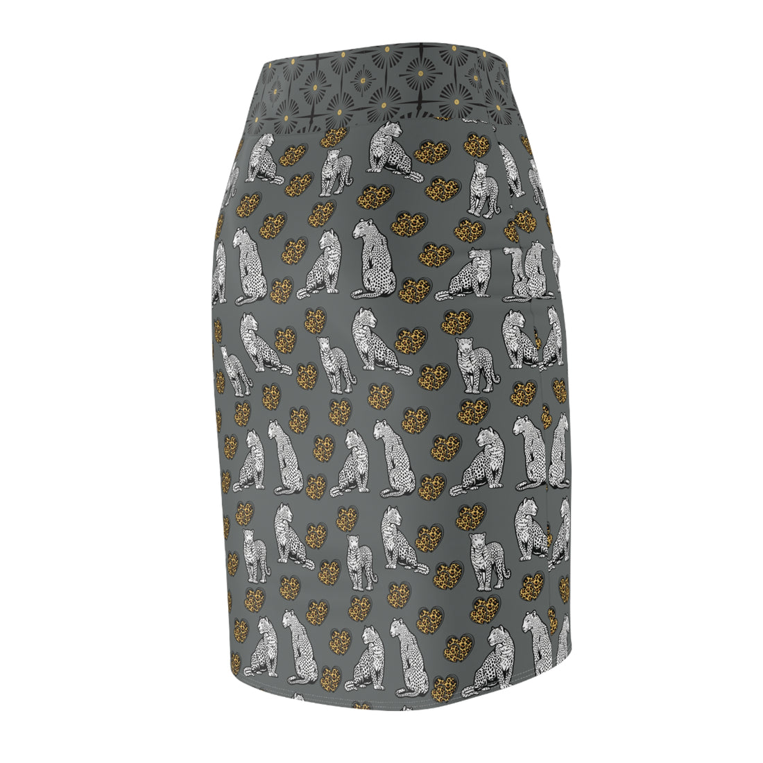 Ash Cheetah Hearts Pencil Skirt