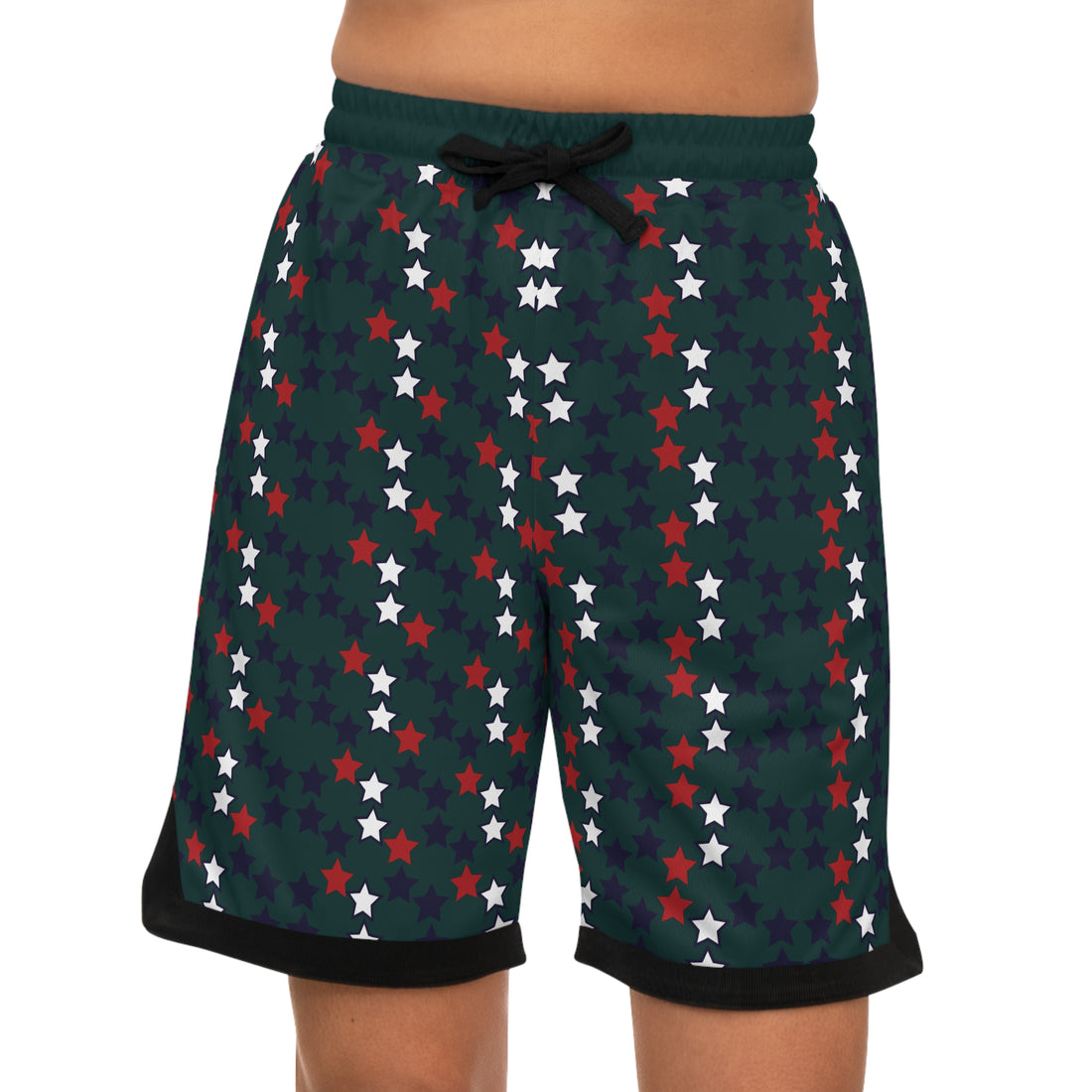 Bottle Green Stardom Basketball Rib Shorts (AOP)