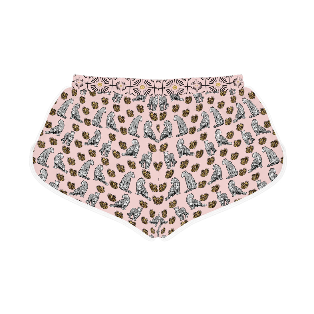 Pale Pink Cheetah Hearts Relaxed Shorts