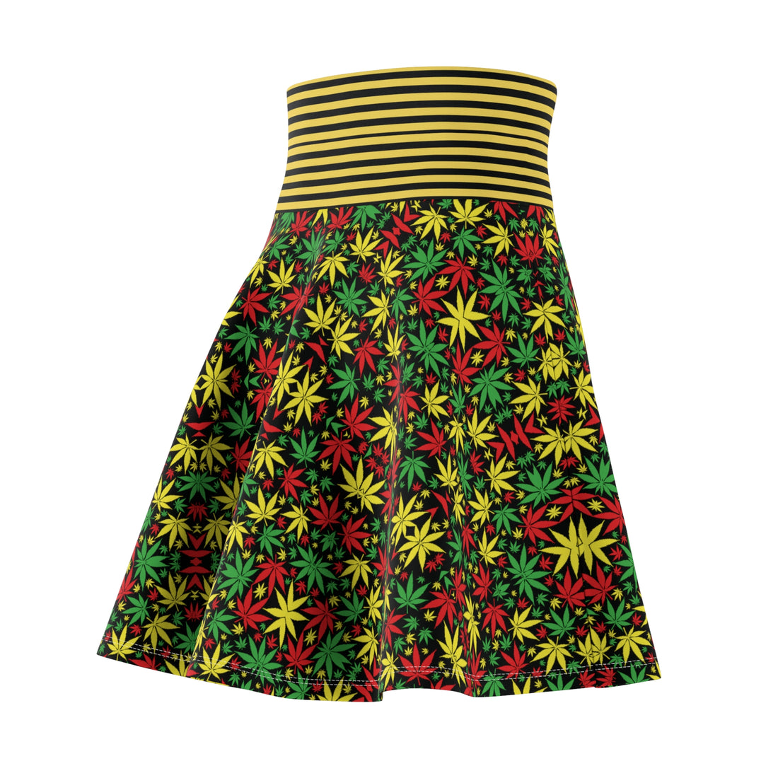 Black Tropical Rasta Toned Skater Skirt