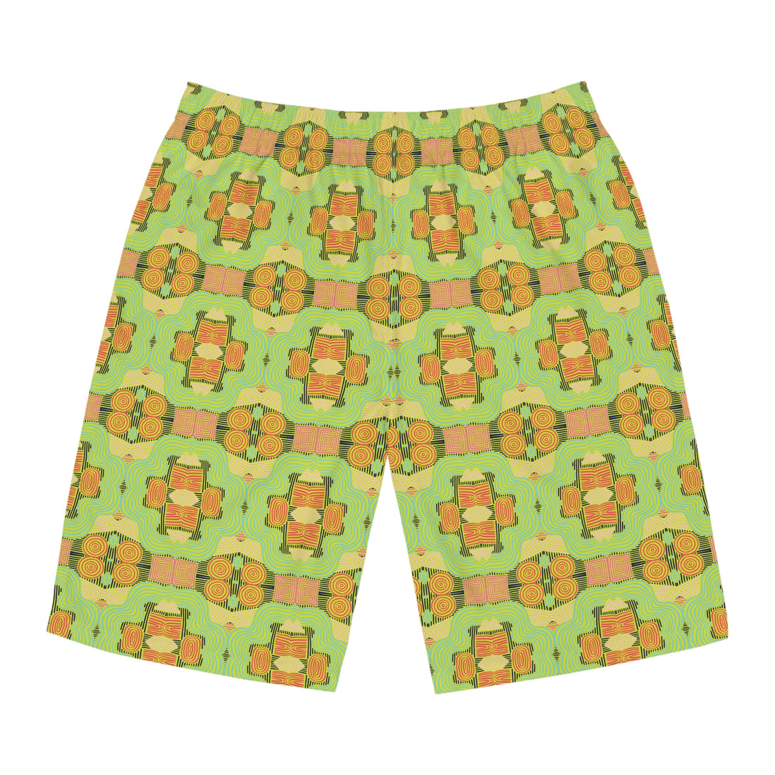 Lime Geometric Print Men's Board Shorts (AOP)