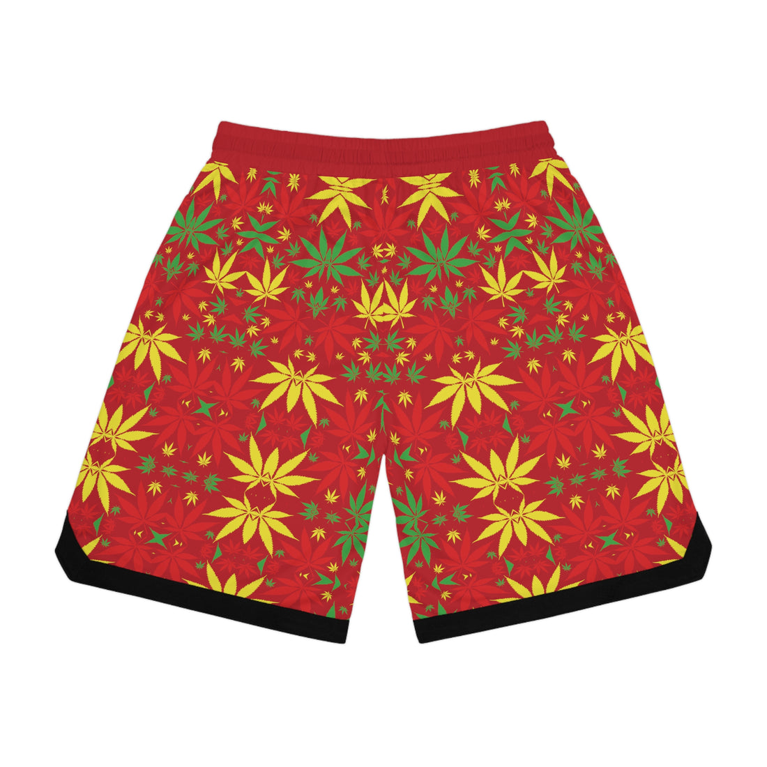 Deep Red Rasta Toned  Basketball Rib Shorts (AOP)