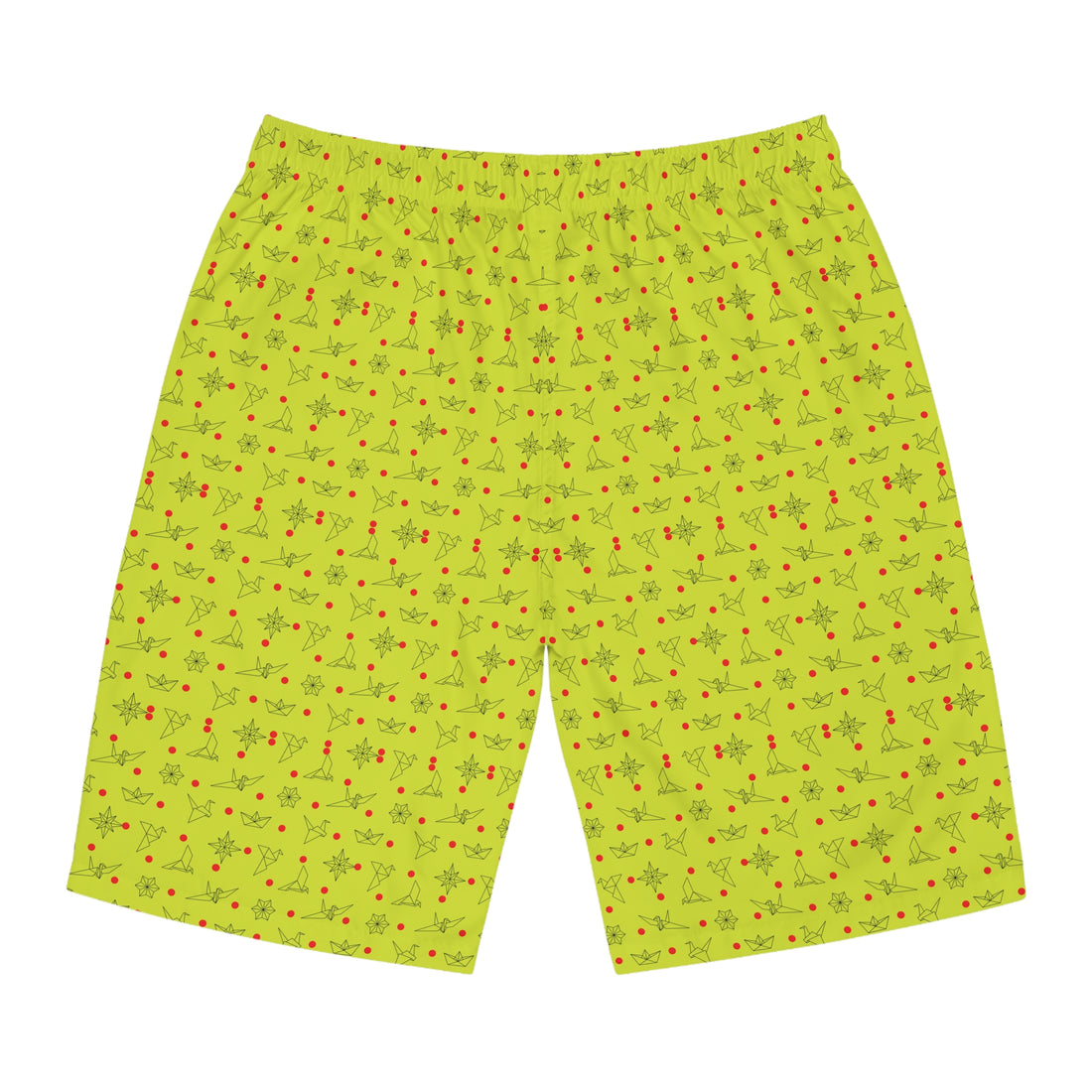 Lime Origami Men's Board Shorts (AOP)