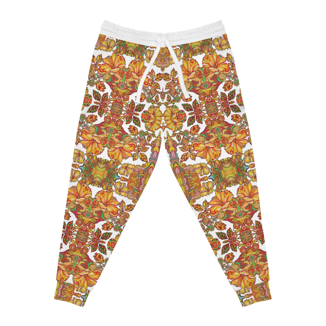 White AOP Artsy Floral Joggers