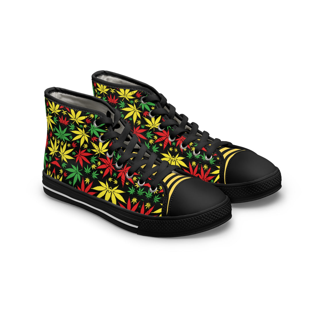 Black Tropical Rasta Toned Women's High Top Sneakers