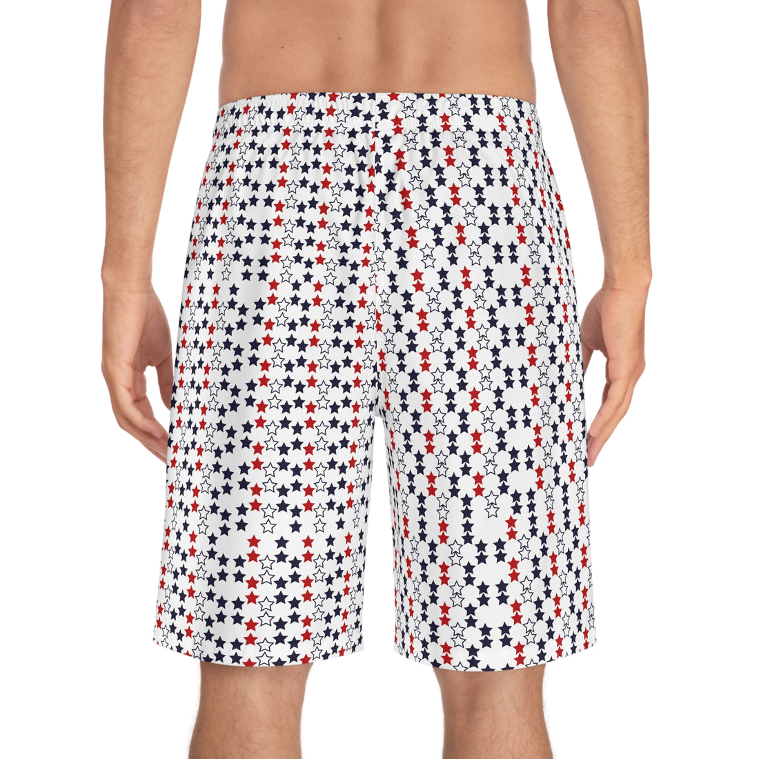 White Star Print Men's Board Shorts (AOP)