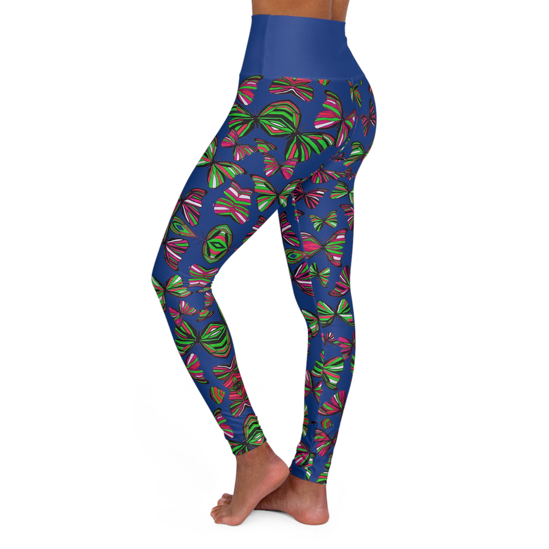 Royal Blue Butterfly Kaleidoscope Yoga Leggings