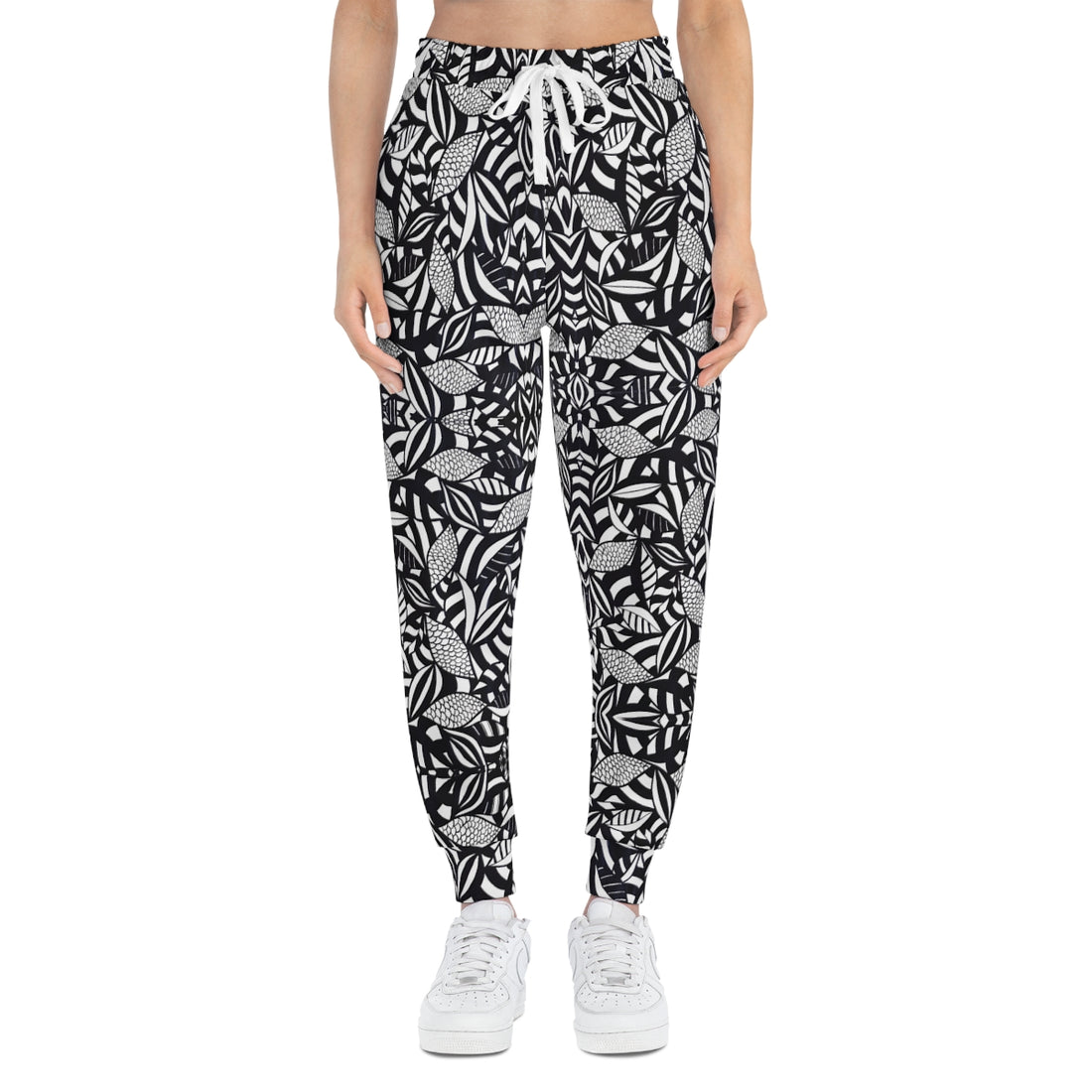 White Tropical Minimalist Unisex Joggers