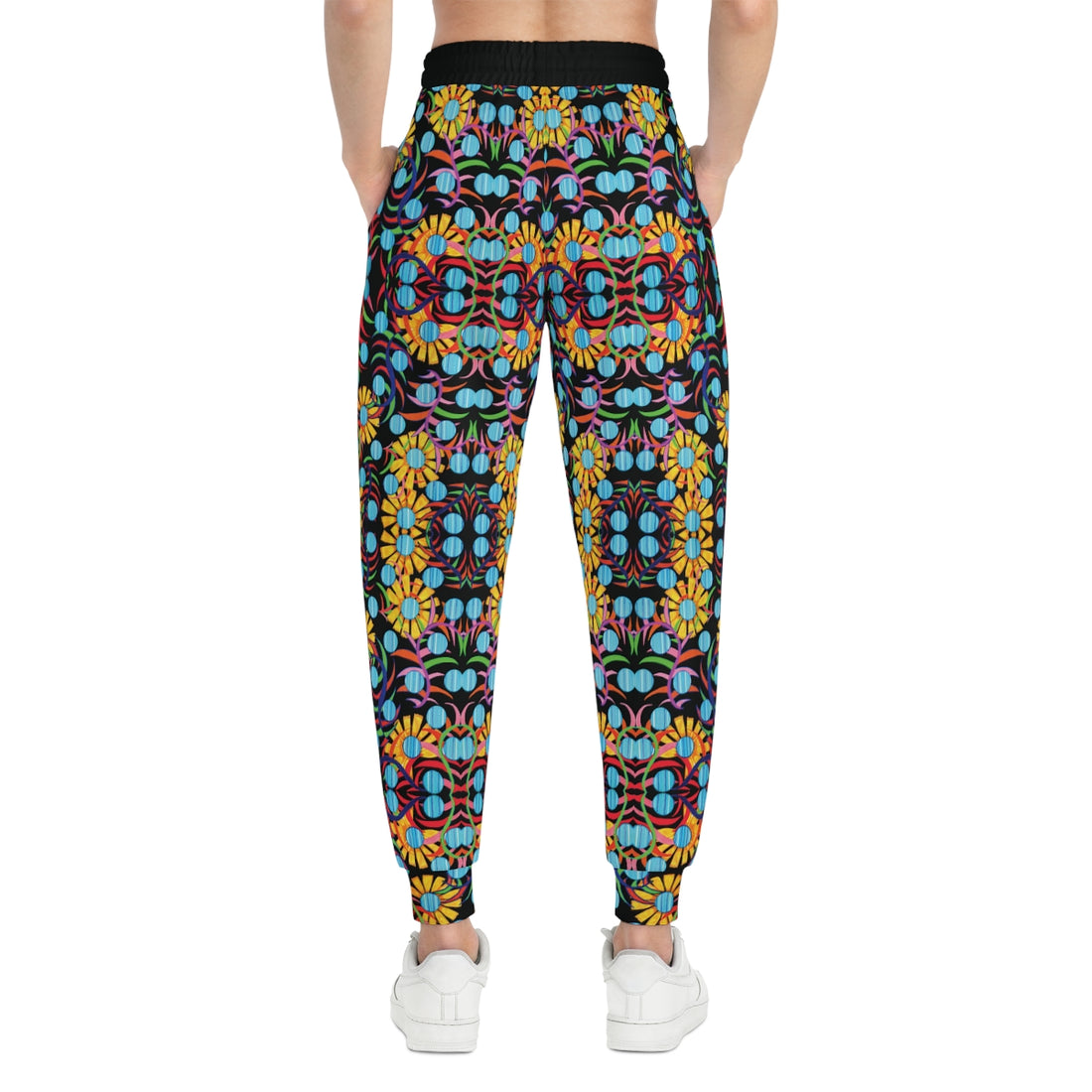 Black AOP Sunflower Print Joggers