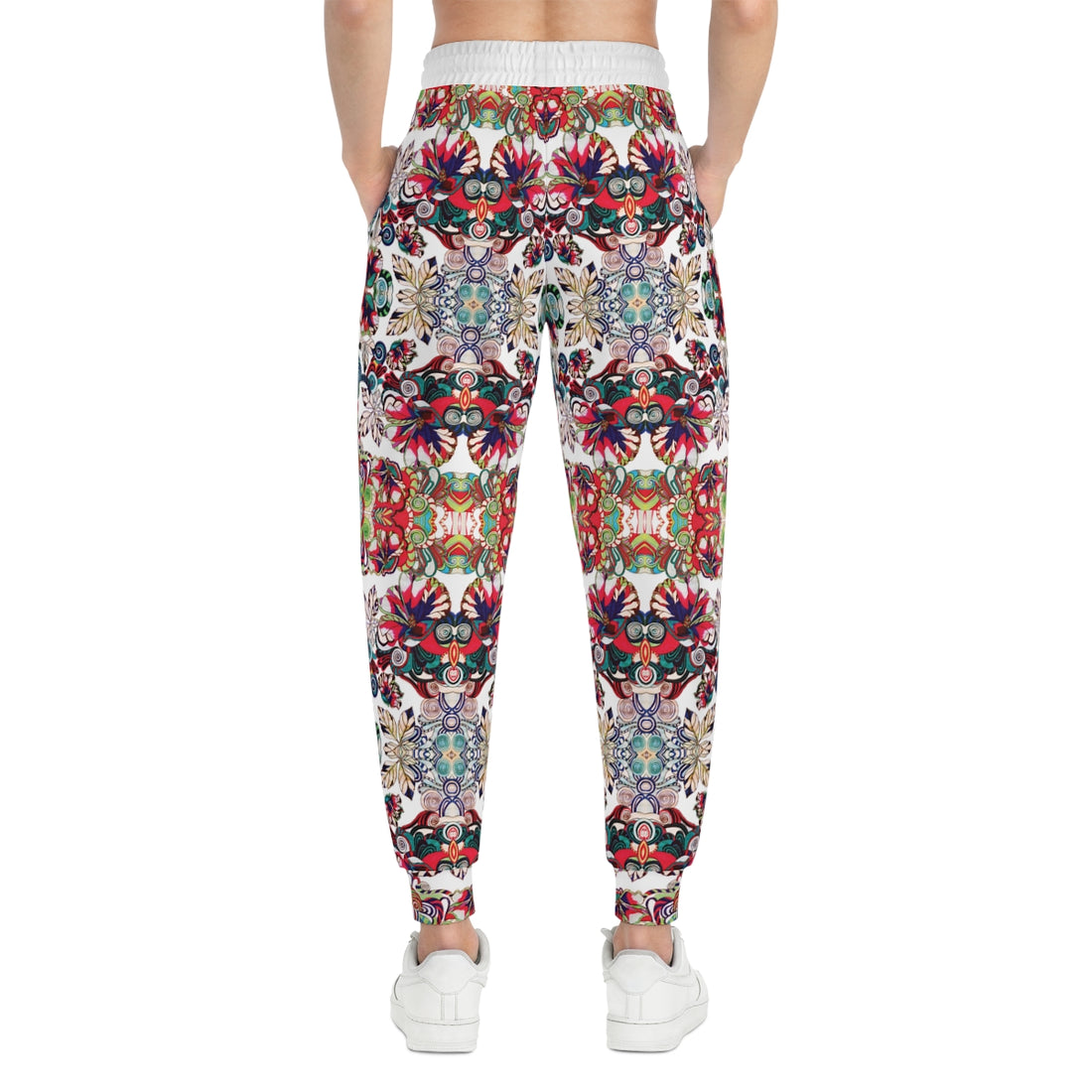 White Graphic Floral Pop AOP Joggers