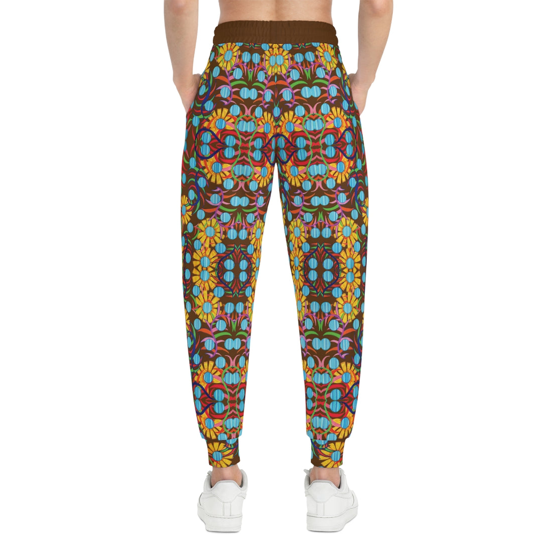 Brown AOP Sunflower Print Joggers