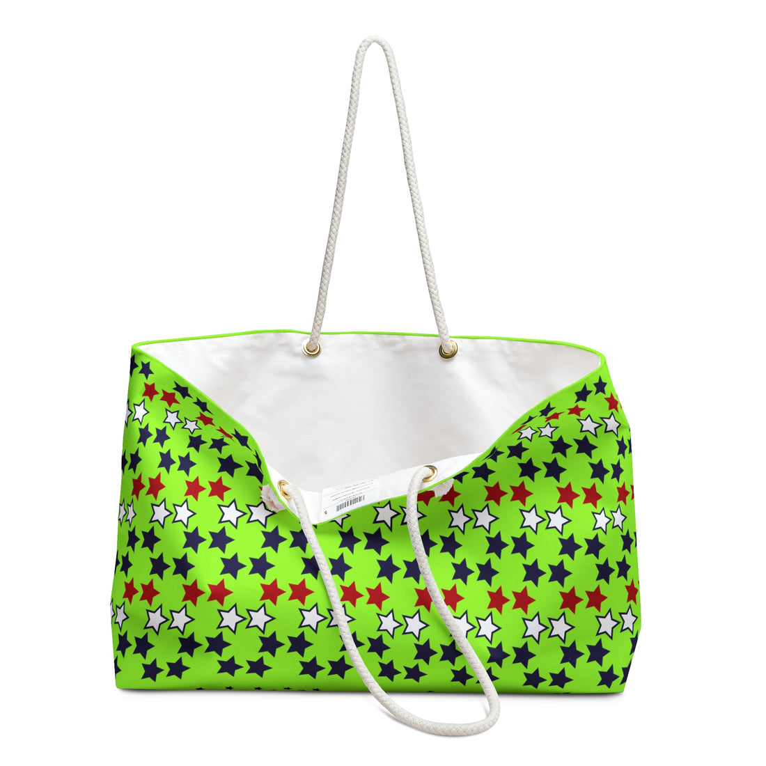 Lime Green Starry Weekender Tote Bag