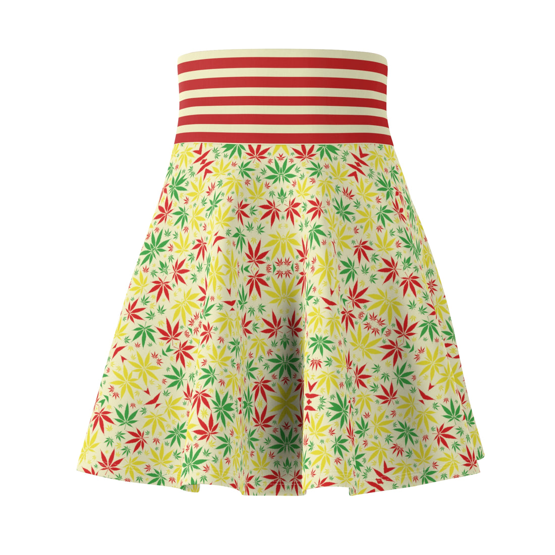 Cream Tropical Rasta Toned Skater Skirt