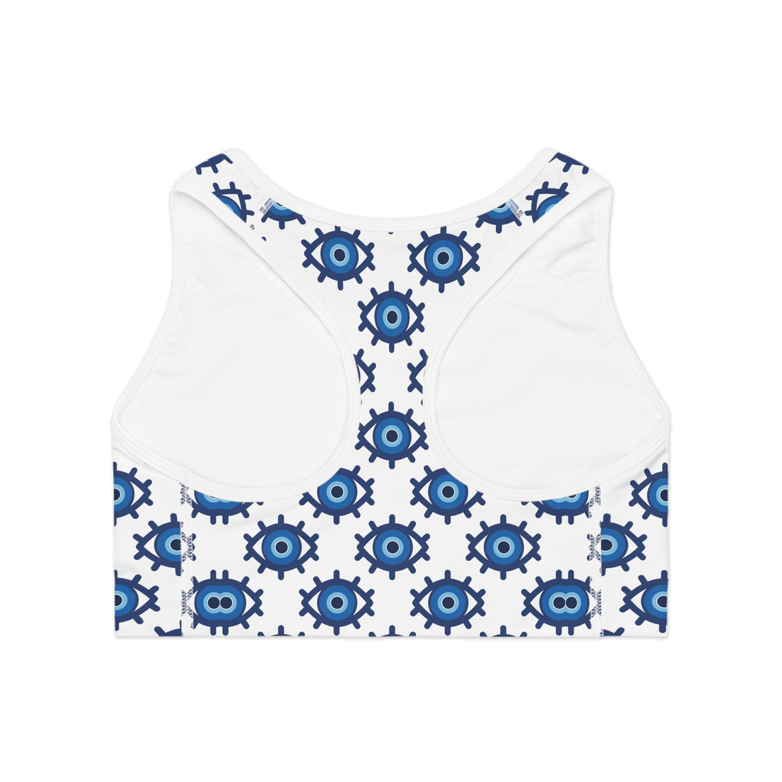 White Evil Eye (AOP) Sports Bra