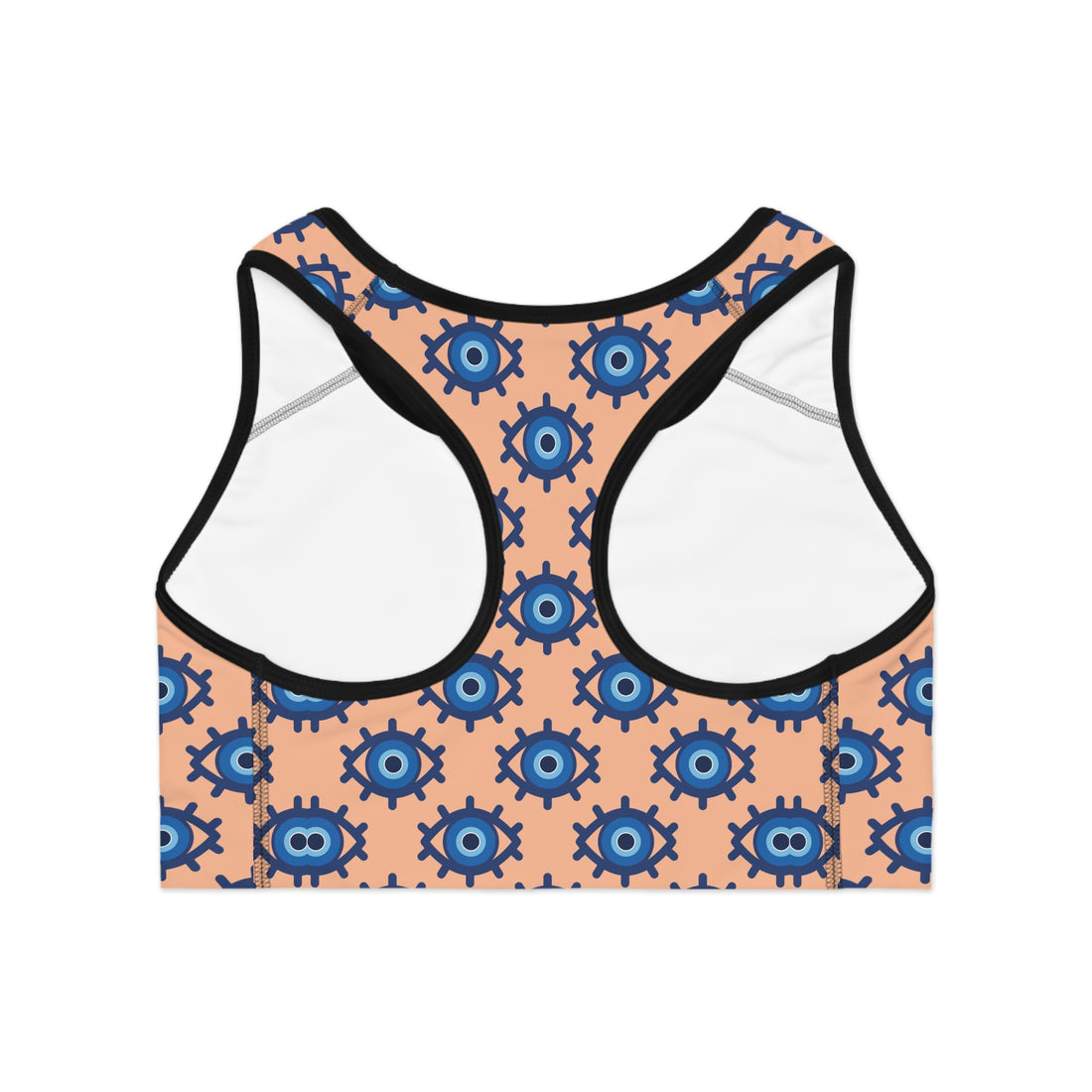 Peach Fuzz Evil Eye (AOP) Sports Bra