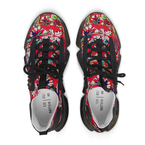 Red Floral Pop OTT Women's Mesh Knit Sneakers