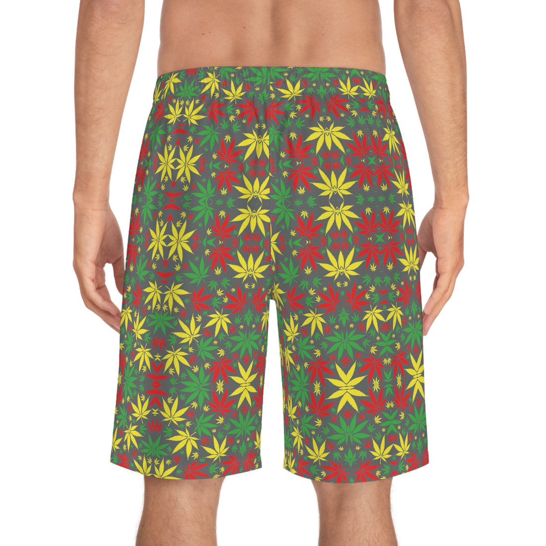 Grey Rasta Toned Men's Board Shorts (AOP)