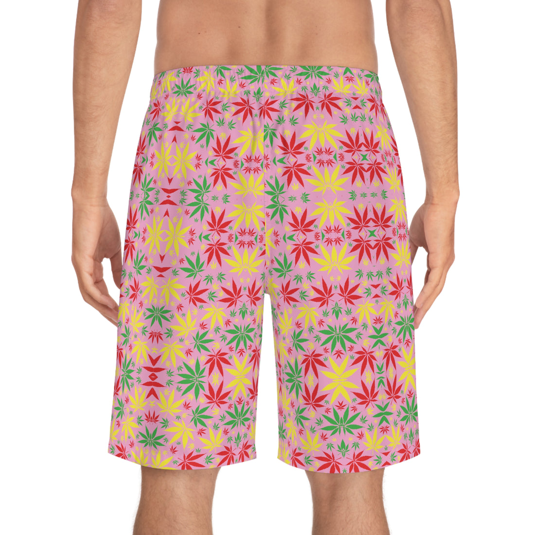 Muted Pink Rasta Toned Men's Board Shorts (AOP)