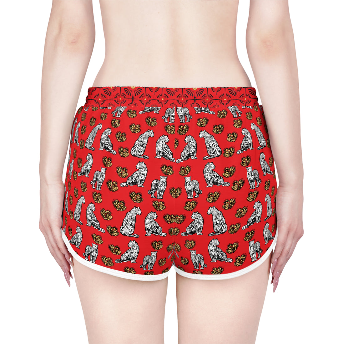 Red Cheetah Hearts Relaxed Shorts