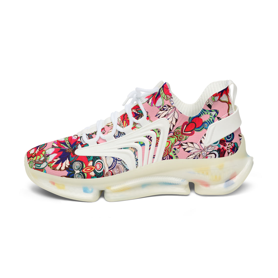 Blush Floral Pop OTT Women's Mesh Knit Sneakers