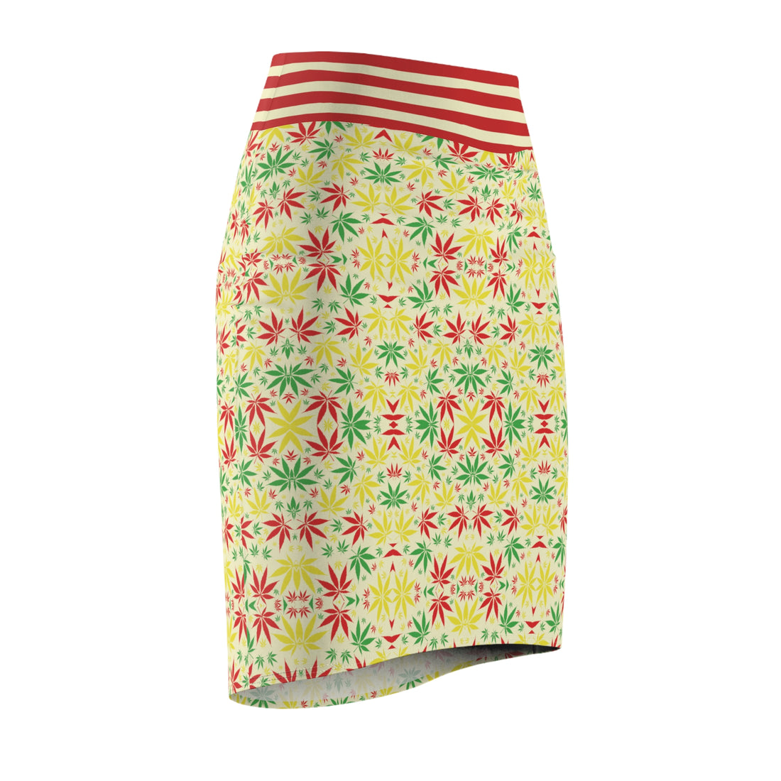Cream Tropical Rasta Toned Pencil Skirt