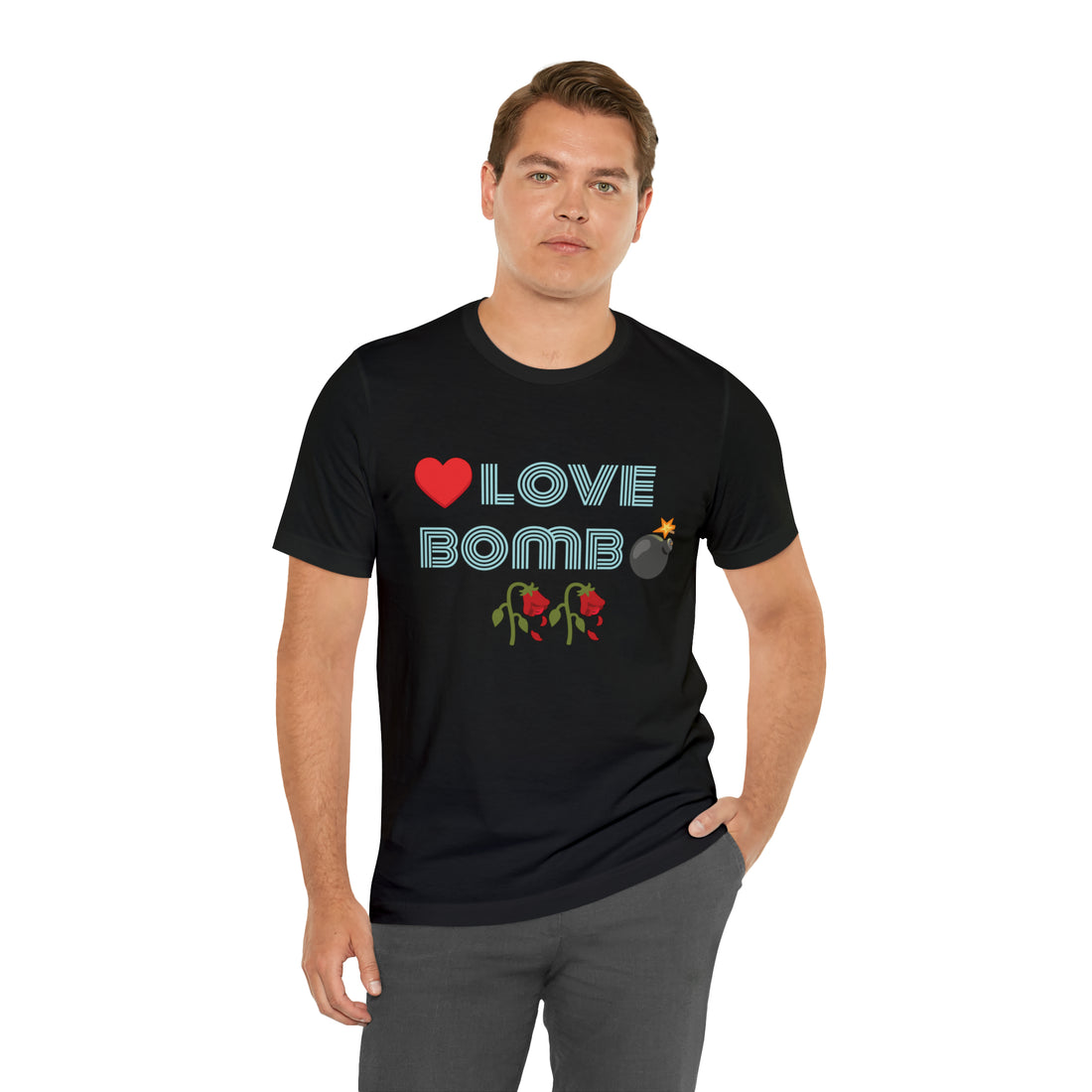 Unisex Love Bomb Typography Jersey Tee