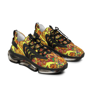 men's canary floral print mesh knit sneakers