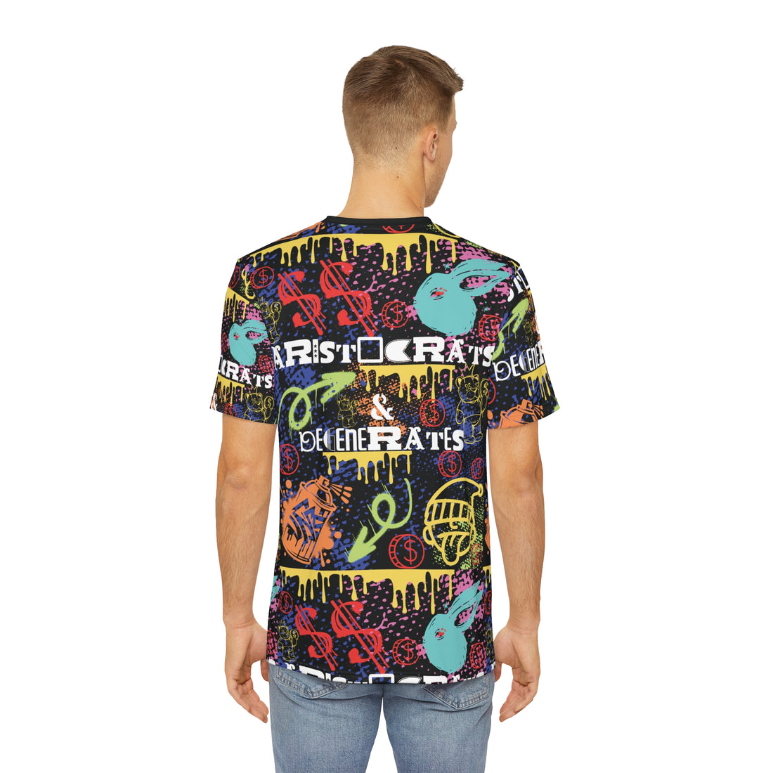 Black Graphic Polar Men's Polyester Tee (AOP)