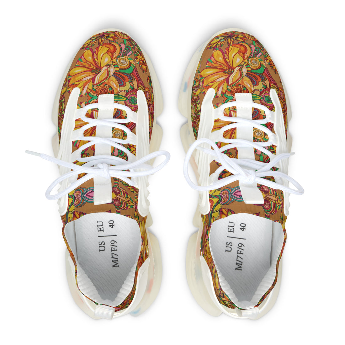 tussock floral print women's mesh knit sneakers