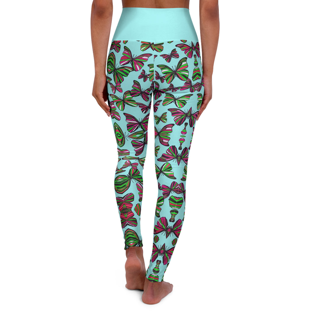 Icy Blue Butterfly Kaleidoscope Yoga Leggings