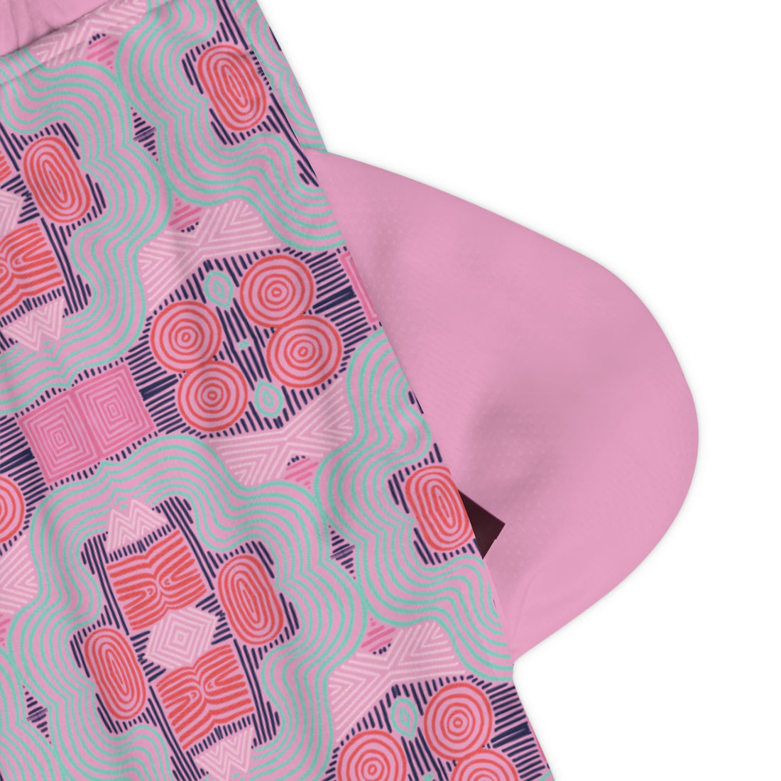 Muted Pink Geometric Print Basketball Rib Shorts (AOP)